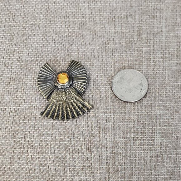 VTG Brooch Kenneth Cole Angel Pewter Silver Faux Topaz Birthstone Scorpio Pin - Picture 9 of 12